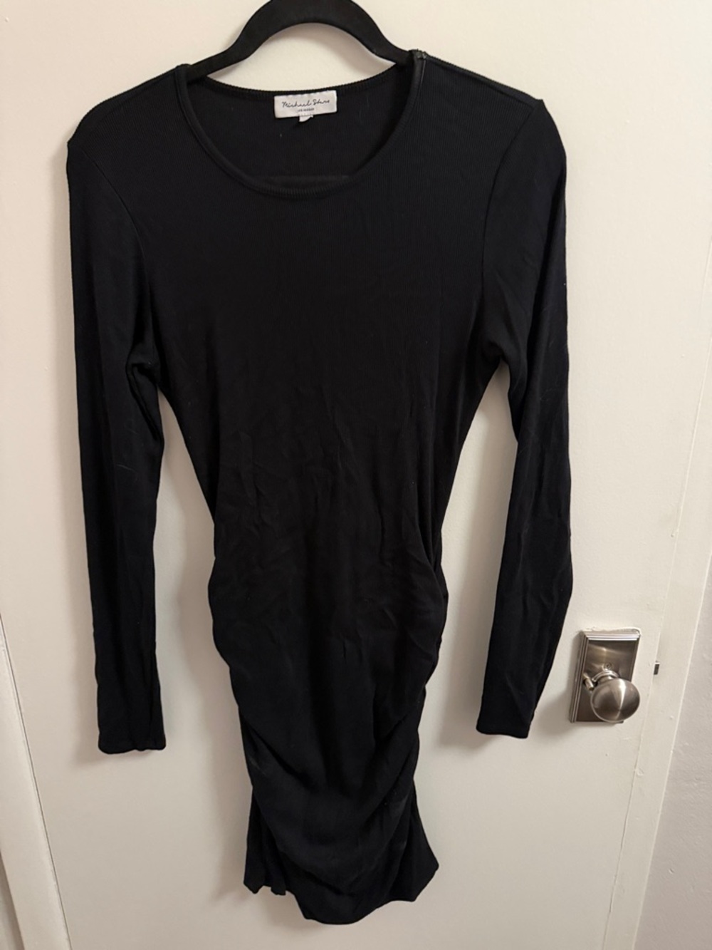 Michael Stars Black Long-Sleeve Ruched Bodycon Dress